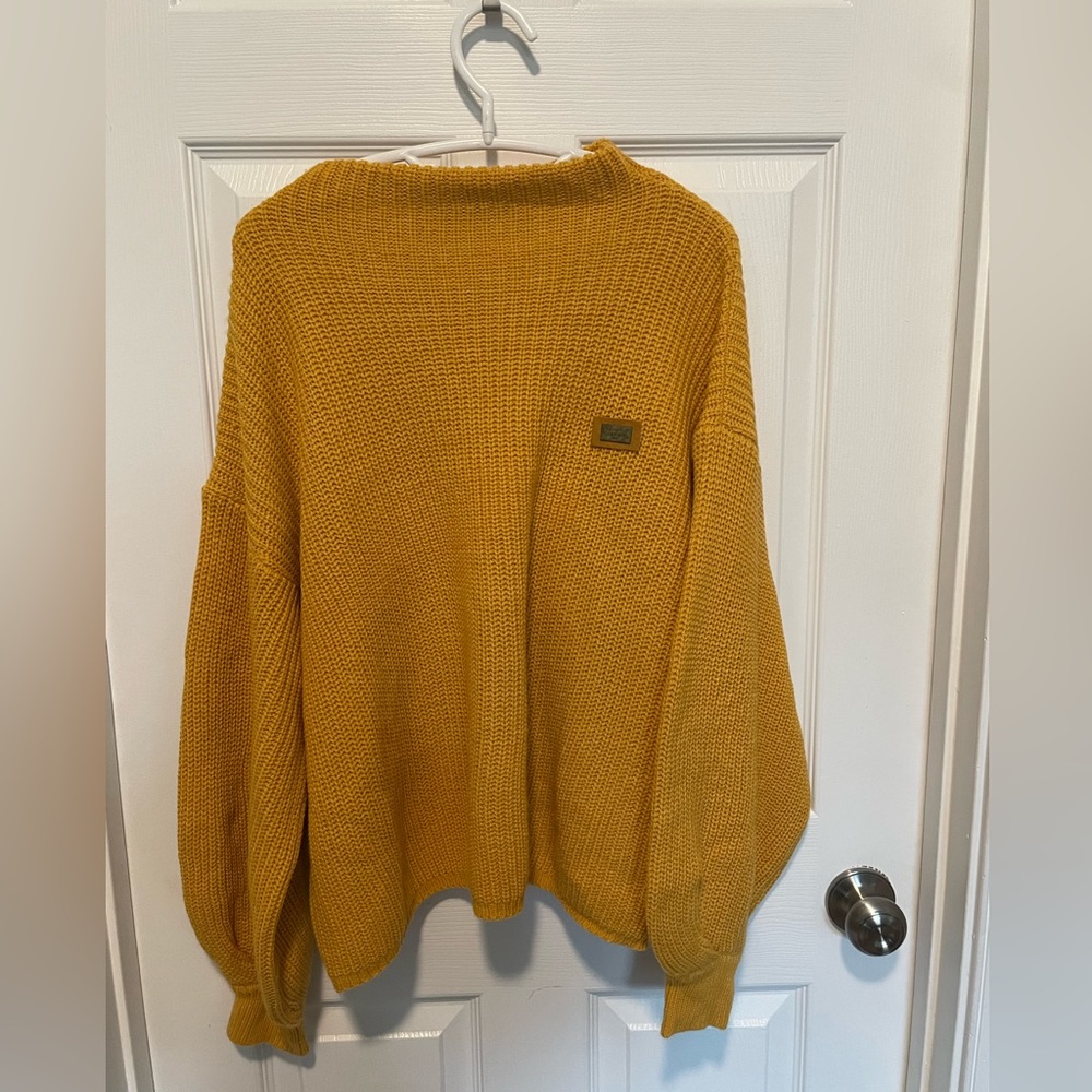Women’s Zaful mustard yellow oversized balloon sleeve sweater- SZ OS